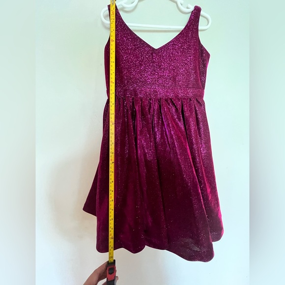 Girls plum shimmer dress - Picture 5 of 6